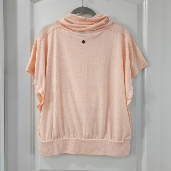 PRANA Oceana Cowl Neck Pullover Shirt In Cantelope, Soft Athleisure, Hemp Blend - Picture 8 of 13